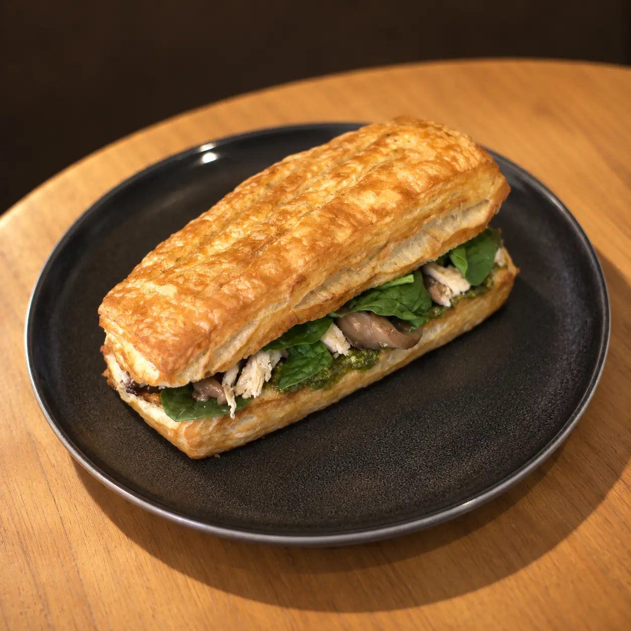 Chapata de pollo al pesto